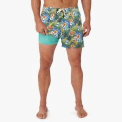 The Bungalow Trunk | Green 3D Vintage Tropical -Fair Harbor Clothing Shop BGL5 345 Green 3D Vintage Tropical ON FIG 1948