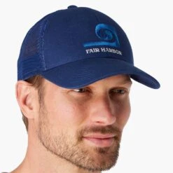 The Maritime Trucker Hat | Navy Wave 8 The Maritime Trucker Hat | Navy Wave -Fair Harbor Clothing Shop FHTH 403 Navy Wave ONFIG 001