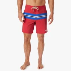 The Nautilus Boardshort | Nautical Red Sailing Stripe -Fair Harbor Clothing Shop NAU8 621 Nautical Red Sailing Stripe ONFIG 021