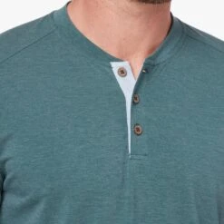 The SeaBreeze Henley | Seapine Green -Fair Harbor Clothing Shop OF Henley SeapineGreen Front 005 CLOSE UP NECK 0a1069cd f13e 4cfd a3d3 6e2e5b639785